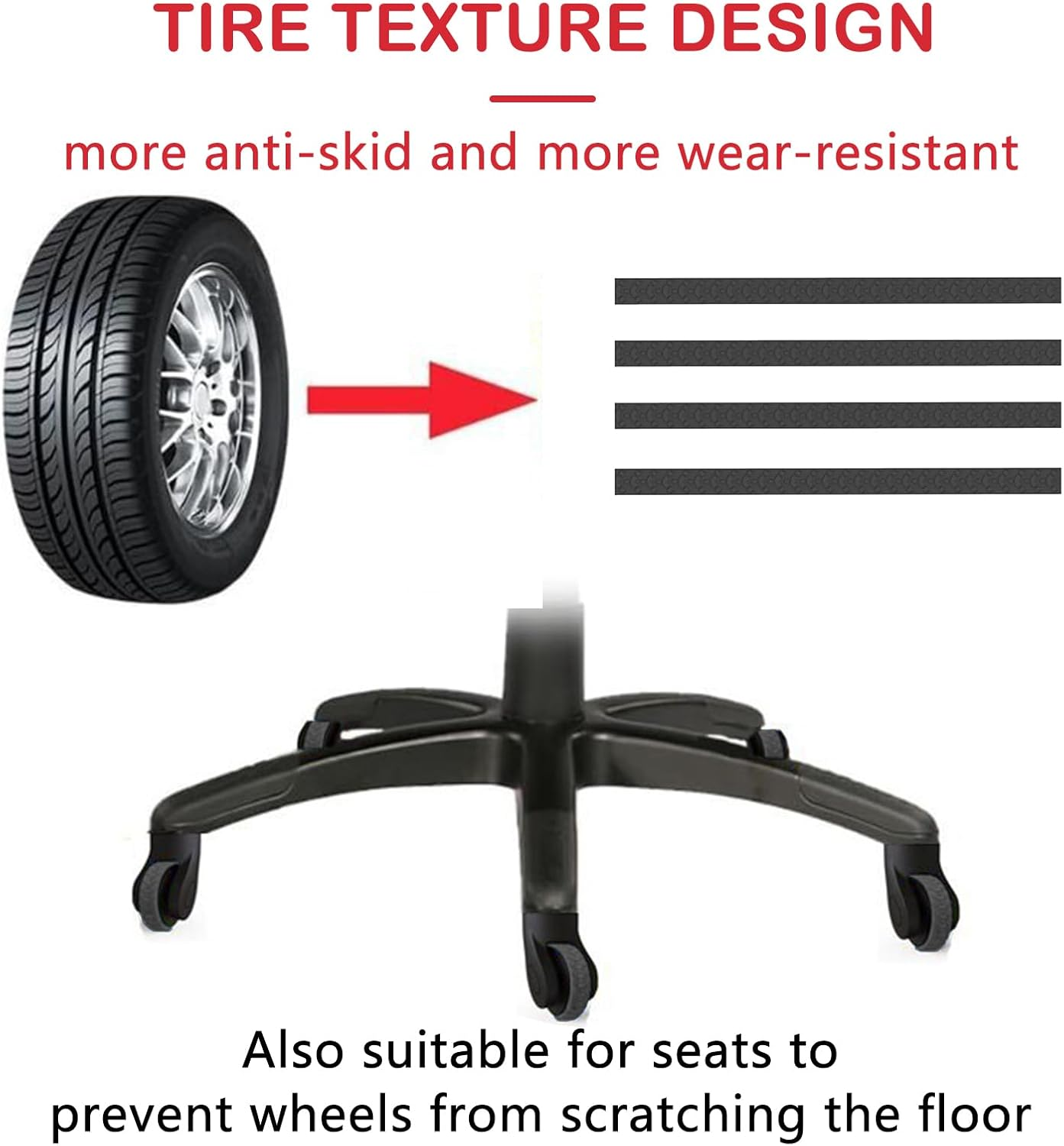 ACTIMED 8Pcs Silicone Luggage Wheel Covers - Silent Protection Suitcase Wheel Protector Covers (Black), Black, L, Scriptures image number 2