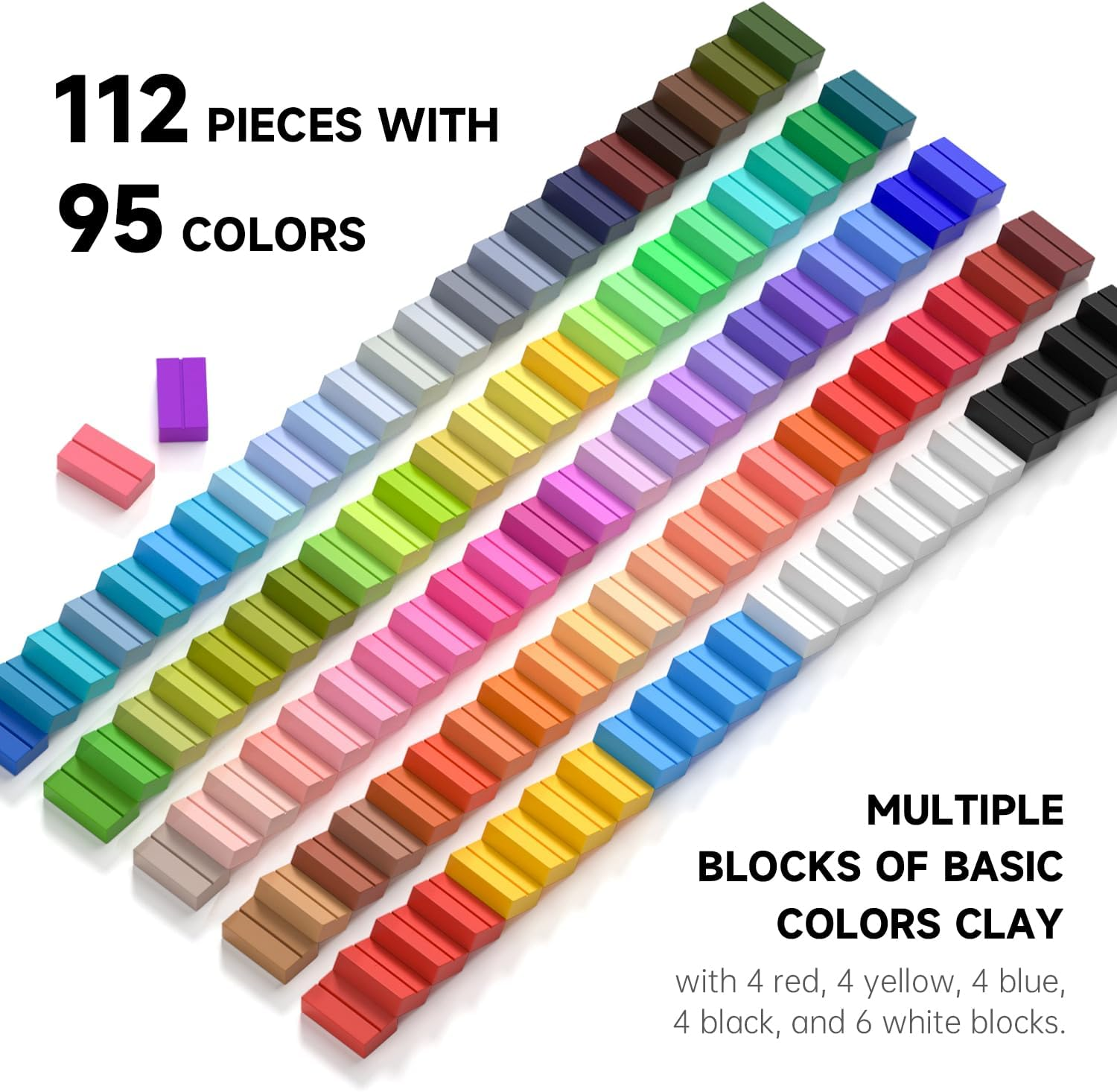Shuttle Art 117 PCS Small Block Polymer Clay Kit, 95 Unique Colors & Extra Basic Colors, 5 Modeling Clay Tools, Non-Toxic, Non-Sticky, DIY Art Craft for Kids Beginners image number 3