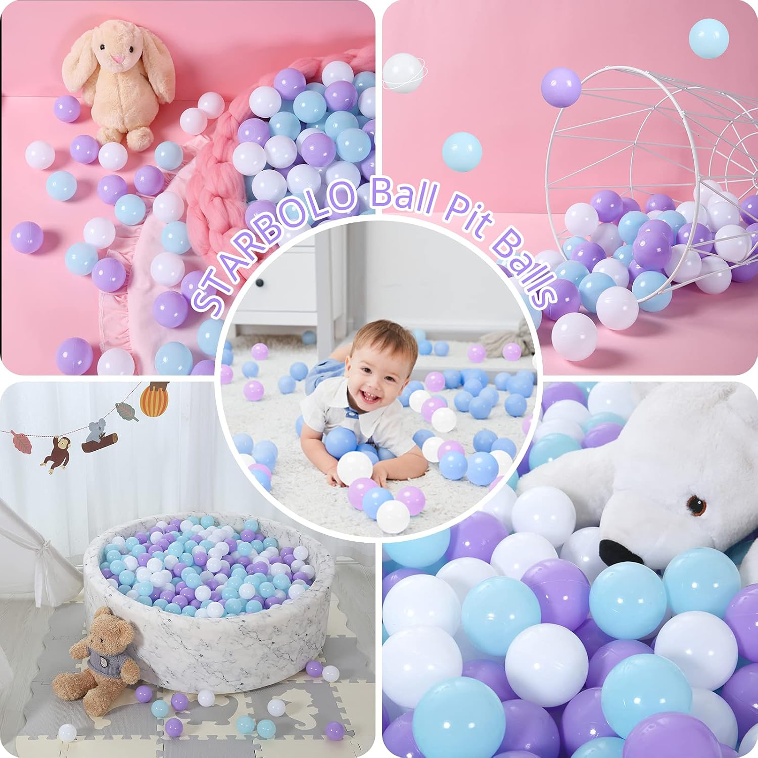 STARBOLO Star Ball Pit Balls for Toddlers -100Pcs Star Phthalate Free BPA Free Non-Toxic Crush Proof Play Balls Play Tent Pool Playhouse Playpen Party Decoration. image number 1