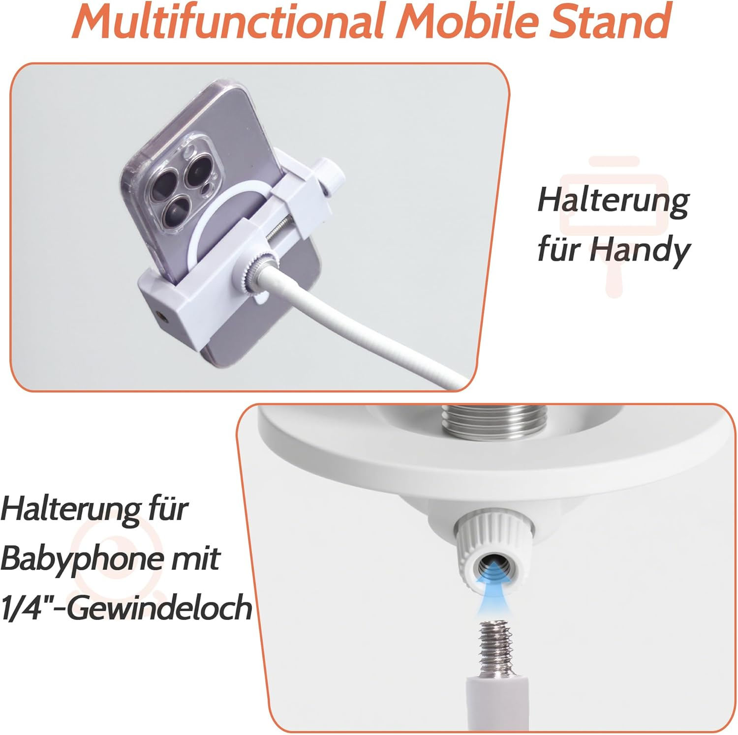 Mobile Holder for Baby Cot Changing Table, 68 Cm Flexible Clip Holder Nursery Decoration, Universal for Hanging Wind Chimes/Bed Bell/Baby Toys, Baby Monitor & Mobile Phone Holder Accessories image number 5