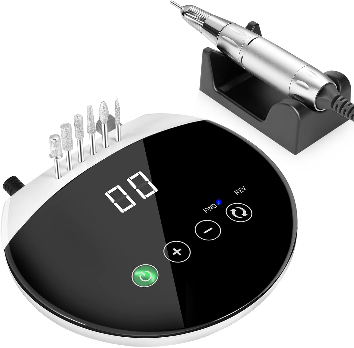 ENGERWALL Electric Nail Drill 35000 RPM, Professional Low Noise Low Vibration Low Heat Electric Nail Files with Touch Buttons, Nail Drill for Acrylic Nails and Gel Nails, for Salon and DIY Use image number 3