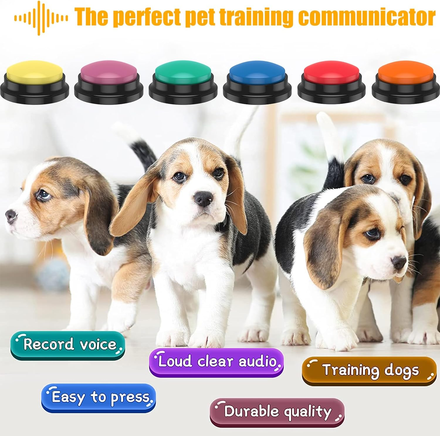 6Pcs Talking Button, 6 Color Voice Recording Button for Dog Communication, Pet Training Buzzer, 30 Second Record & Playback, Funny Study Office Home image number 4