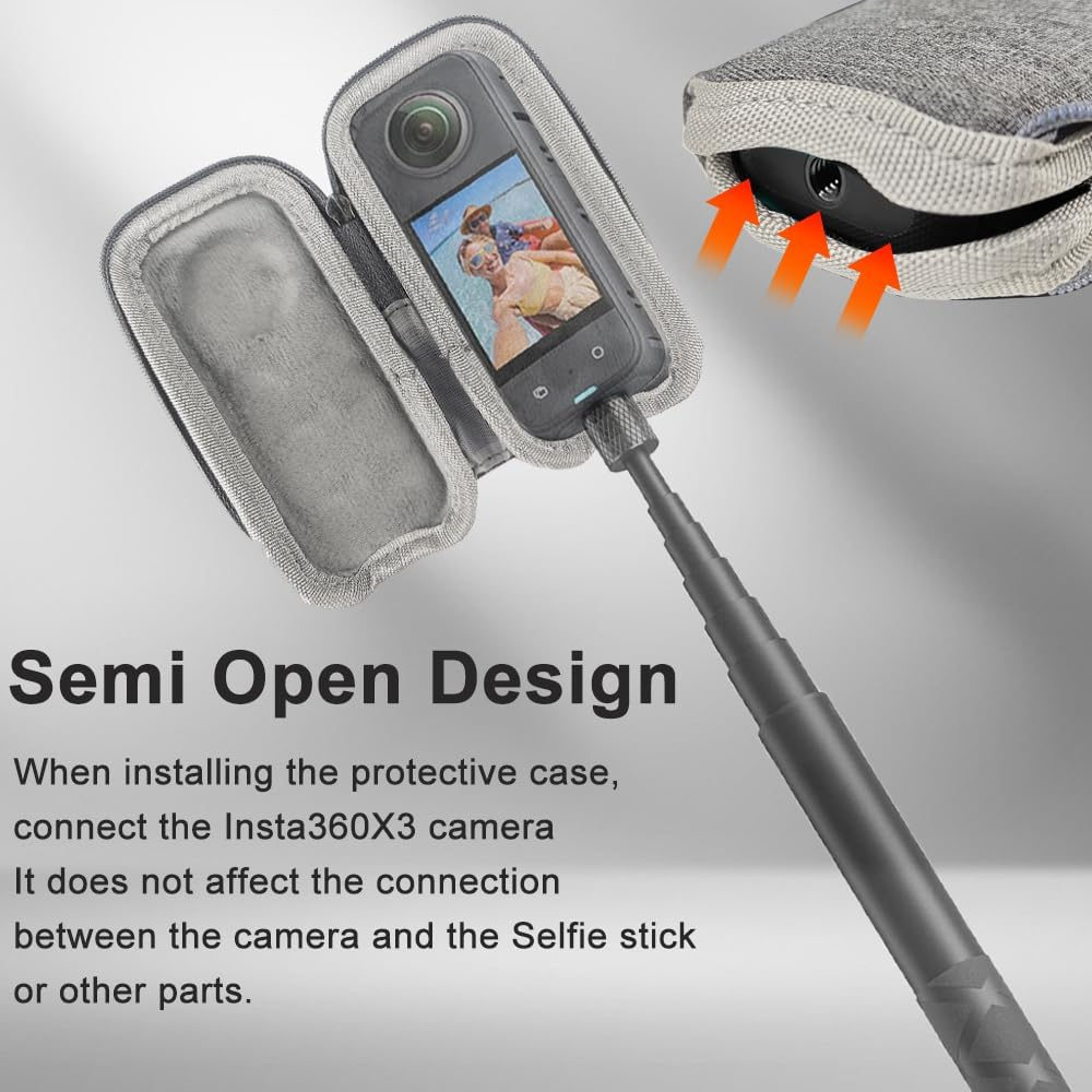 Fitstill Portable Storage Case for Insta 360 X4 Air/X3/X2/X ONE, Mini Protective Hard PU Hard Case, Travel Storage, Dustproof, Water-Resistant,X4 Air/X3/X2/X ONE Accessories image number 6