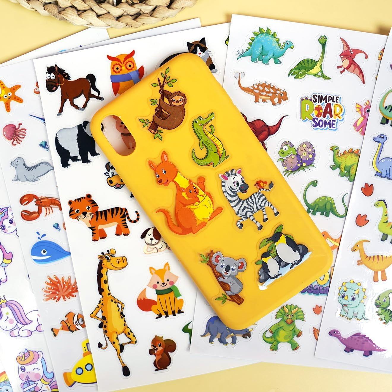 229 PCS Gel Clings Decals Stickers,Thick Gel Window Clings,Animal Dinosaur Ocean for Classroom Nursery Airplane Car Plane Decorations Birthday Party Supplies (8 Sheets) image number 6