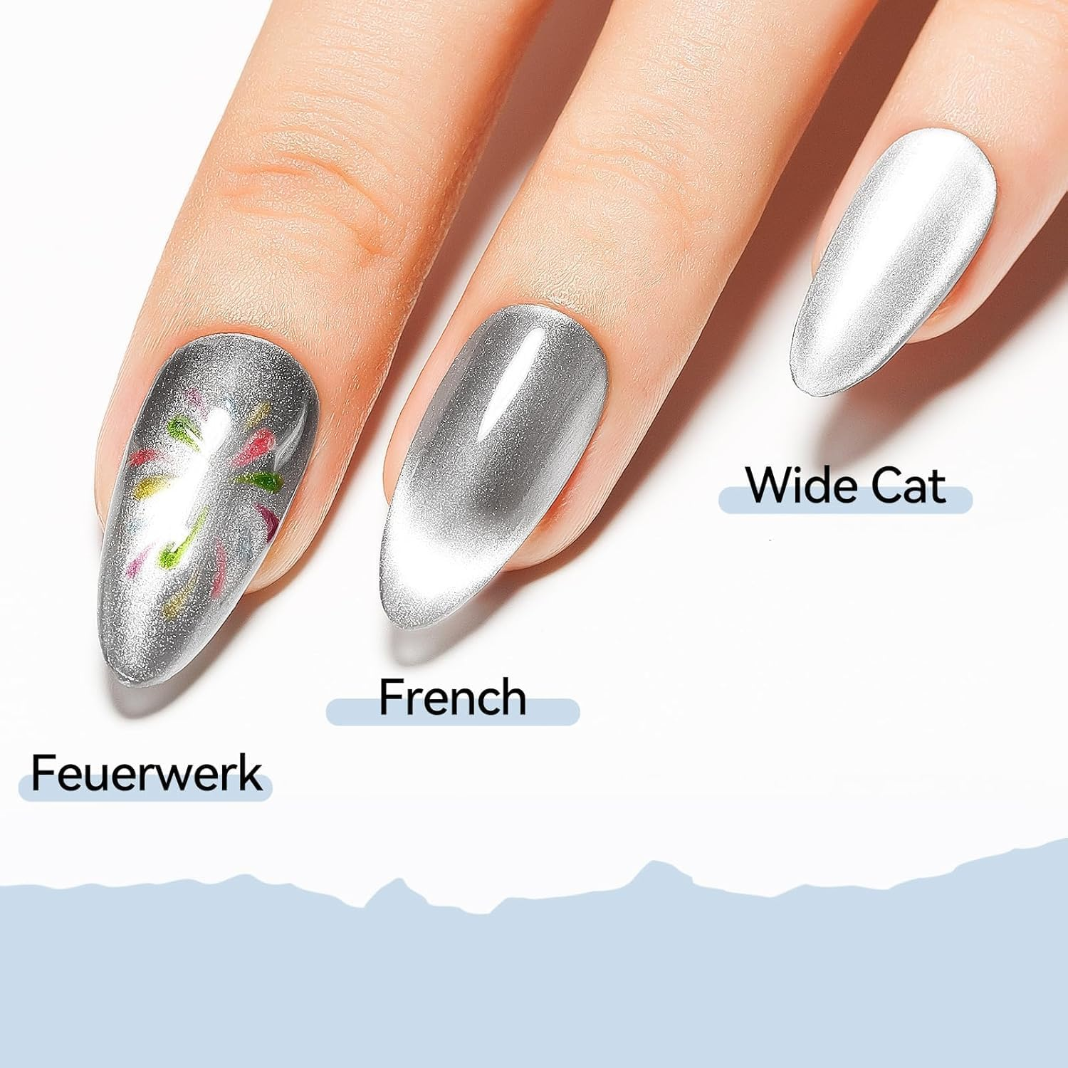 KRISNICE Glass Cat Eye Gel Nail Polish, 7.3Ml Silver Grey Glitter Moonlight Cat Eye Effect Soak off UV LED Gel Polish for Nail Art Manicure Salon Home DIY(KMY1-004-04)