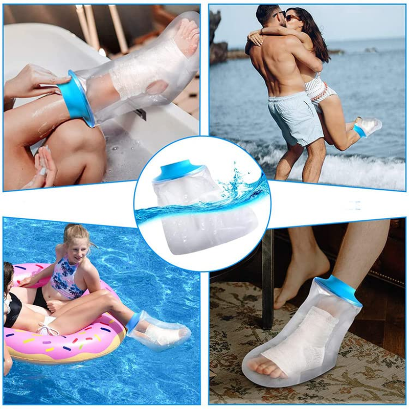 Waterproof Cast Cover for Shower, Reusable Adult Foot Protection, Watertight Surgery Recovery Bag for Ankle, Foot, Burns