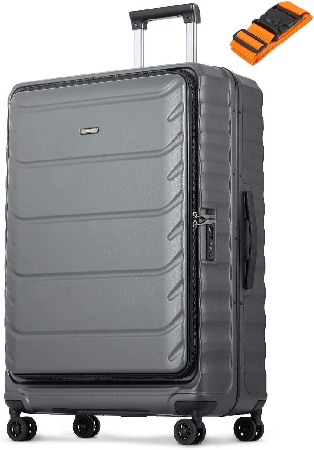 CENSIEN Checked Luggage, 28 Inch Luggage with Spinner Wheels, Large Suitcase with Lightweight PC Hard Shell, Aluminum Frame, Top Opening, YKK Zipper, TSA Lock (Dark Green, 1PC)