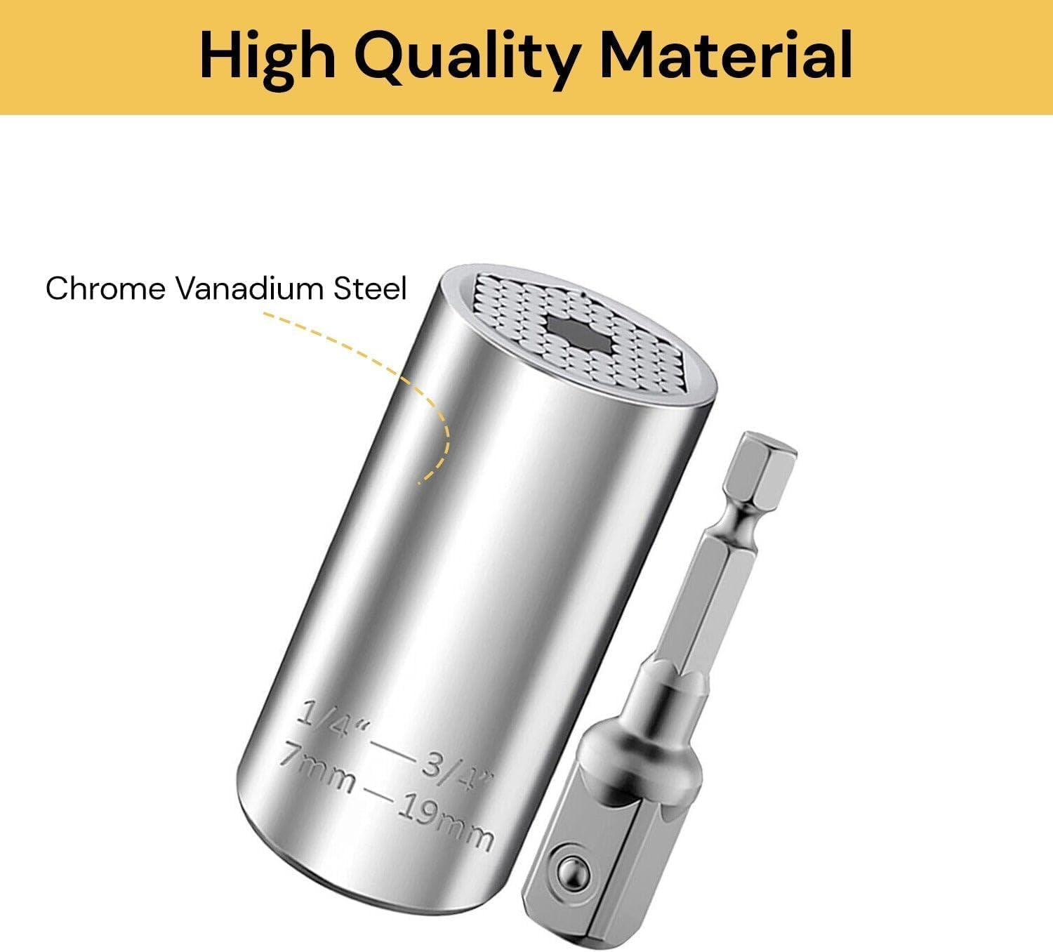 Spendeal Universal Socket Wrench Set with Power Drill Adapter Fits Most Nuts & Bolts,1/4'' - 3/4'' (7-19Mm) Super Universal Socket Tool Kit Gifts for Men Husband Dad Father DIY Handyman image number 2