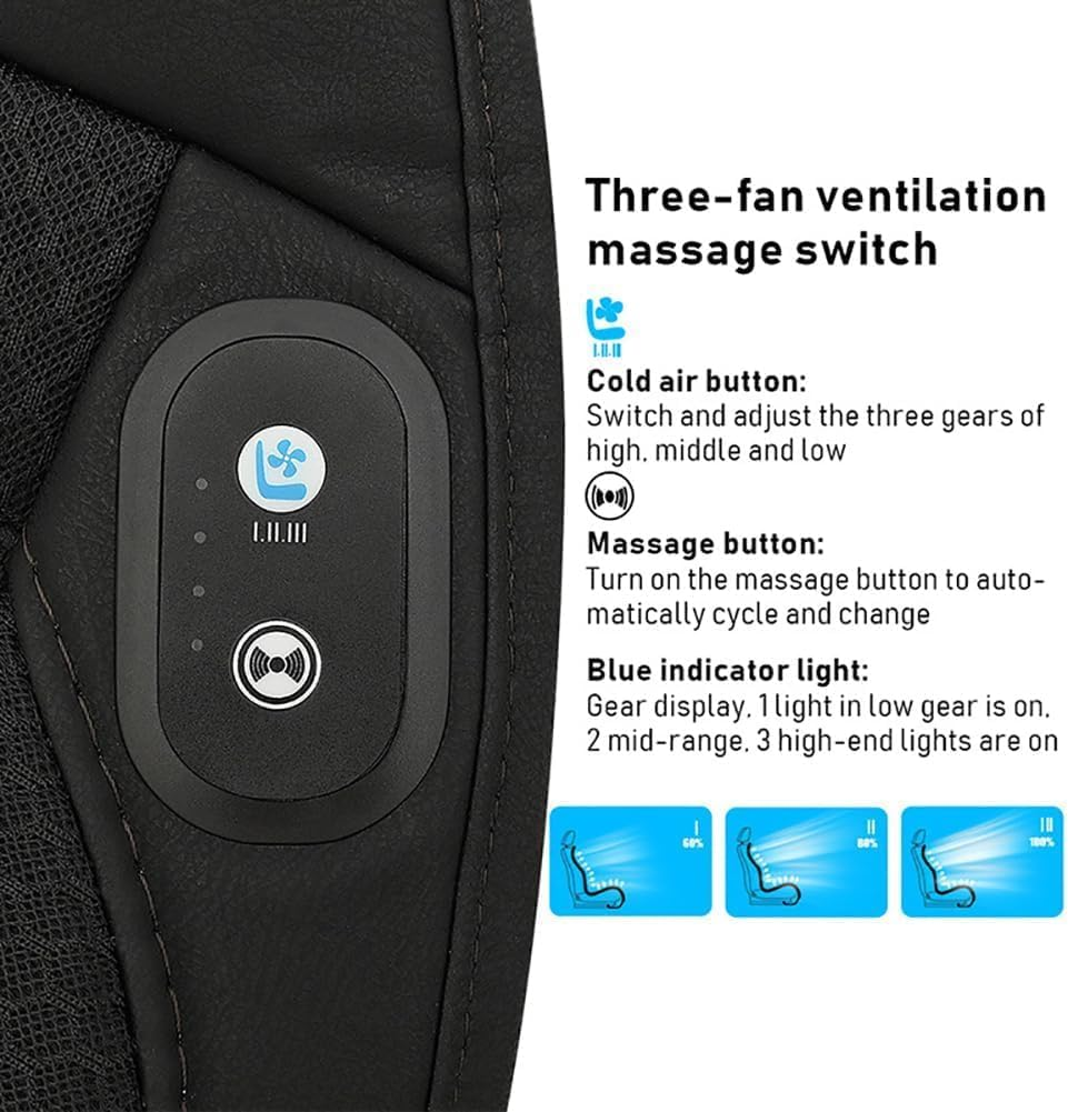 ICY Seat Car Cooling Cushion, 2025 New Icyseat, the ICY Seat with 12 Powerful Fan, 6 Massage Mode, 3-Speed Temperature, Universal Fit for All Cars Seats(12V)