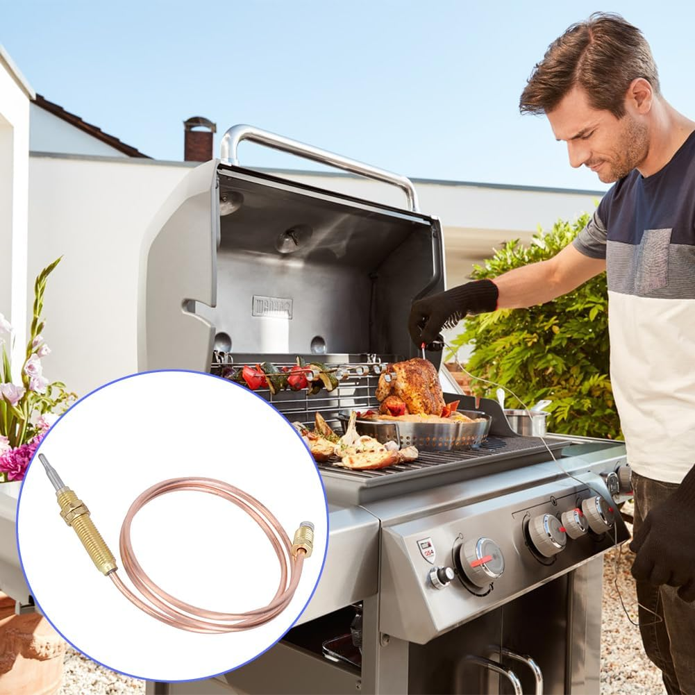 Pilot Thermocouple, Universal Gas Thermocouples Water Heater Pilot Set BBQ Replacement Thermocouple Firepit Grill Gas Ovens Boilers & Water Heaters, 23.6" image number 1