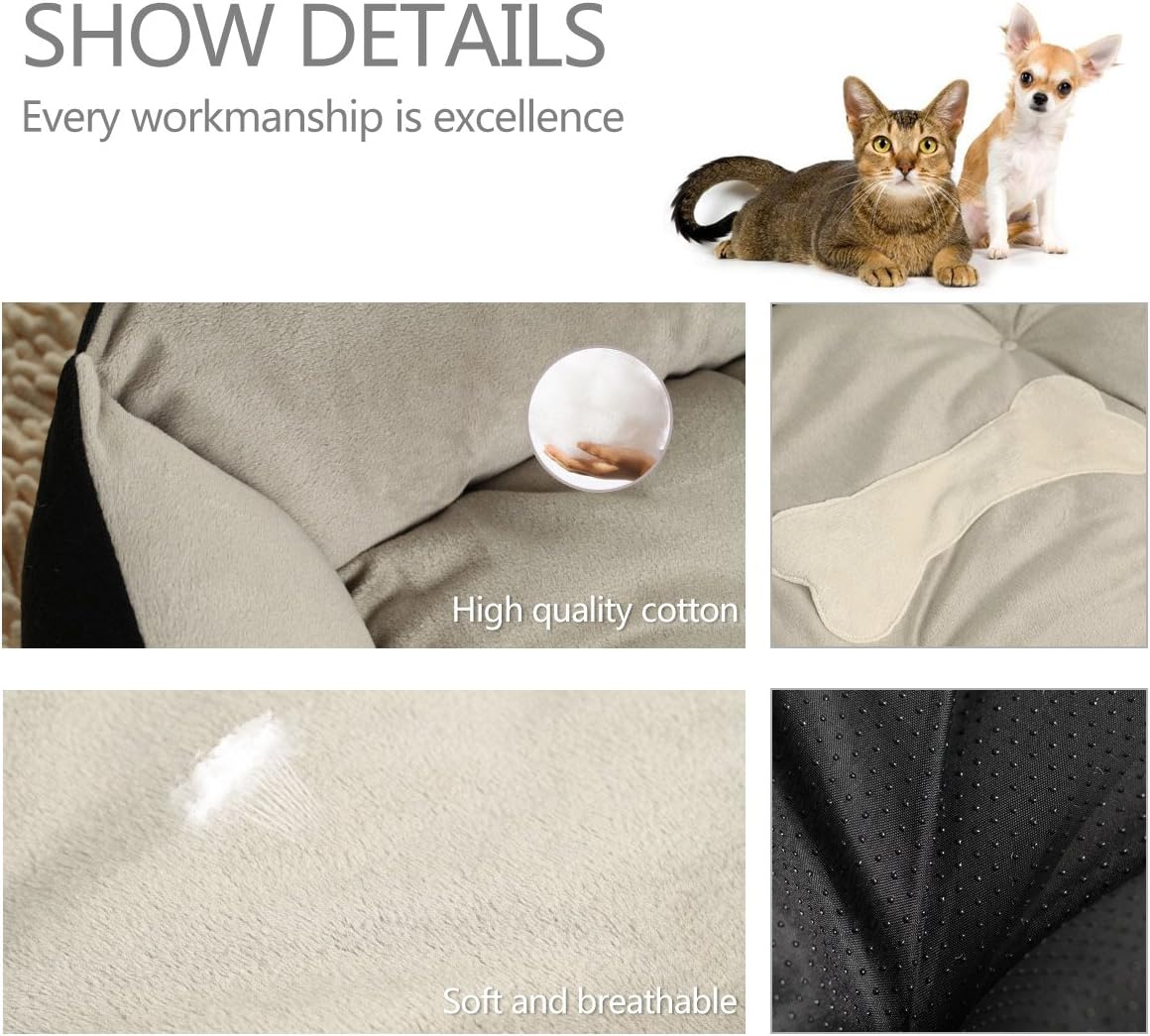 PETCUTE Luxury Cat and Dog Bed with Faux Sheepskin Lining, Fully Washable, 6Sizes, Cat Bed, Pet Beds Brown image number 3