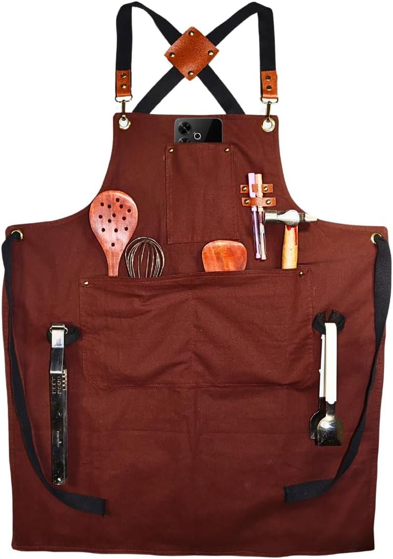 Heavy Duty Cotton Apron for Men & Women| Suitable for Home Kitchen | Triple Layer Waterproof Apron | Adjustable Strap for Chefs, Painters and Many More image number 5