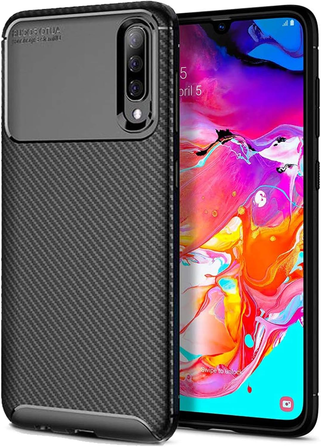 HEYUS for Samsung Galaxy A70 Case, Protective Carbon Fiber Case Cover Compatible with Samsung Galaxy A70, Lightweight Ultra Thin Slim