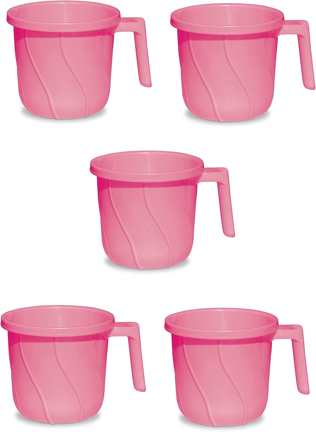 Premium BPA Free Plastic Mugs for Bathroom, Bath Mug, Stripes Design Bathing Mugs Dabba Camping Mug, 50 Ounce Capacity (Pink, 2) - 1, Red image number 4