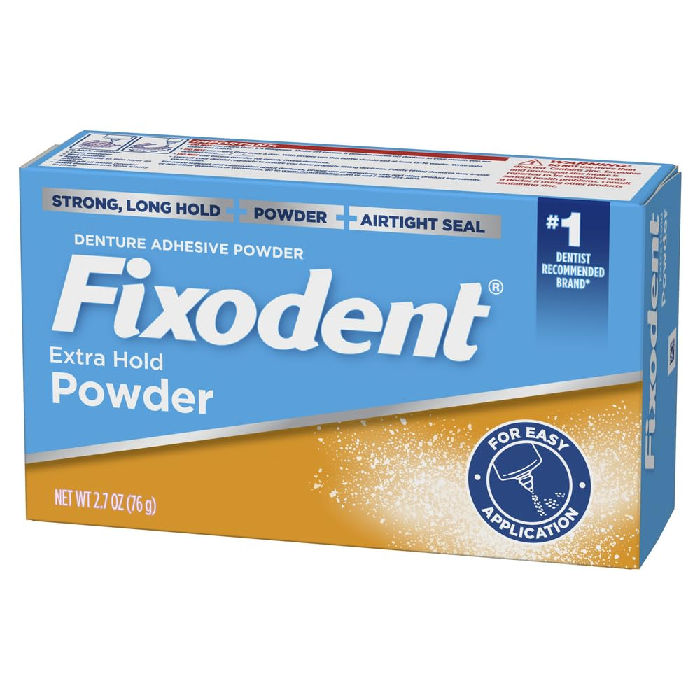 Fixodent Extra Hold Denture Adhesive Powder 2.7 Oz (Pack of 4) image number 1
