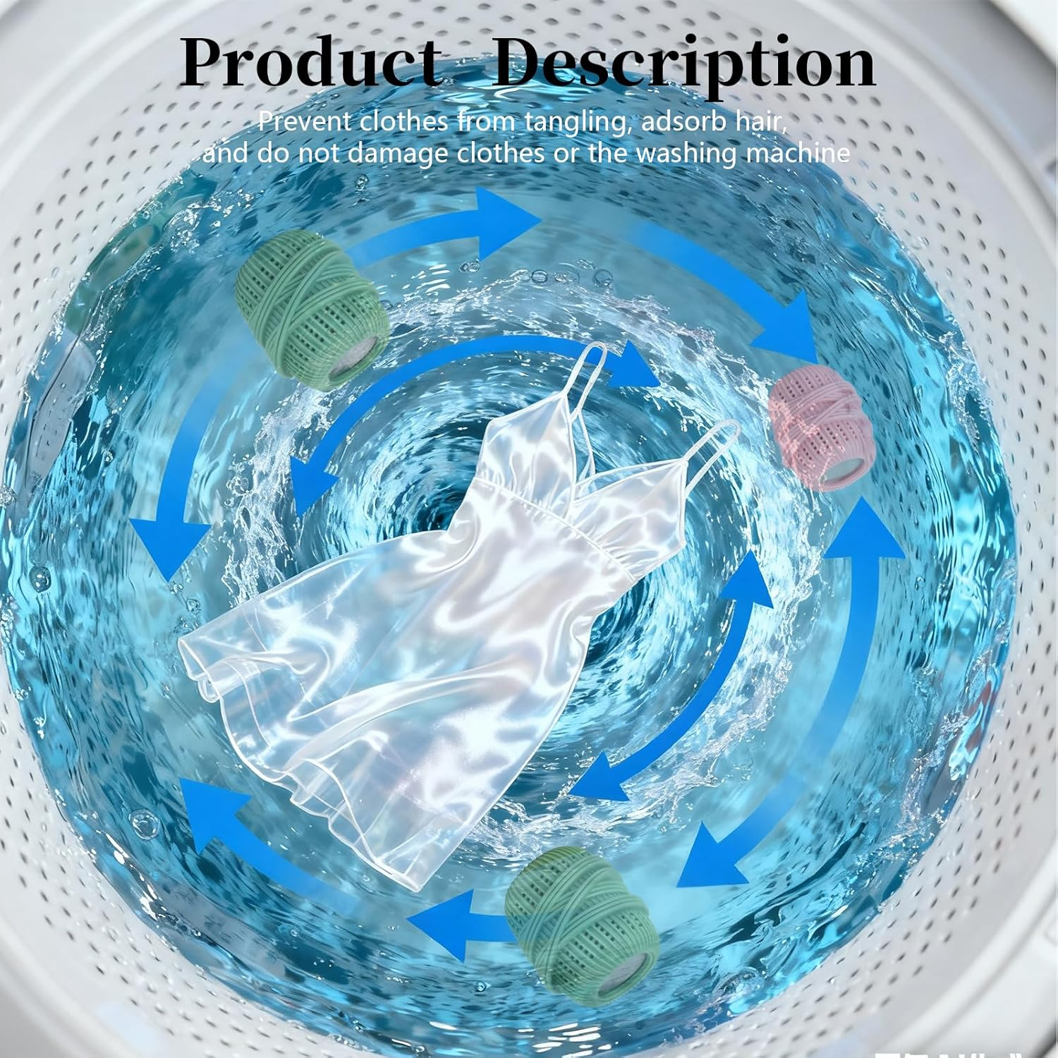 2 Pcs Reusable Washing Machine Lint Remover Balls, Anti-Entanglement Laundry Balls with Sponge for Deep Cleaning, Multi-Functional Eco-Friendly Washer Balls for Pet Hair & Lint Removal (Green & Pink) image number 1