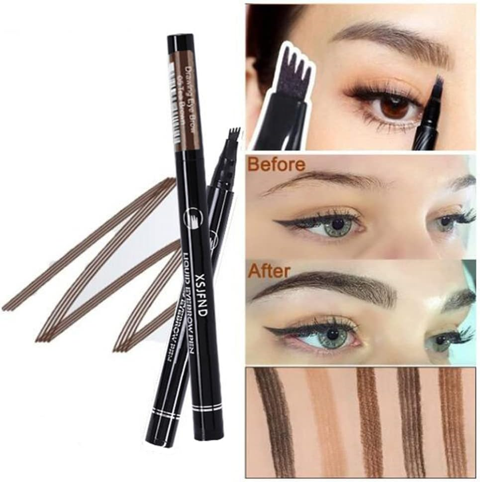 Microblading Tattoo Eyebrow Ink Pen Eye Brow Pencil Brow Enhancer Stencil AU (01# Black) - 03 Dark Brown image number 5