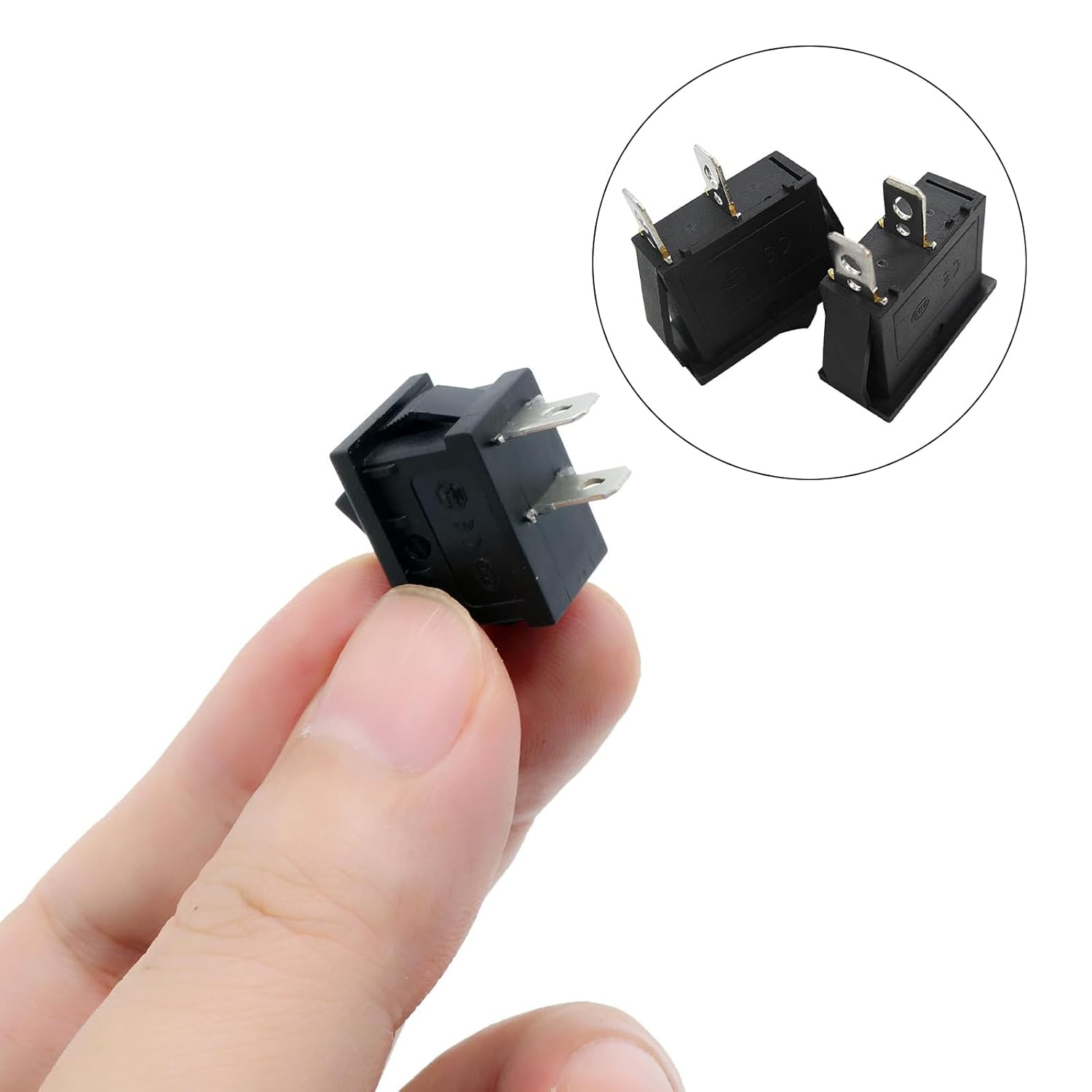 Qioon 10 Sets Mini On/Off Rocker Switch 12V, 2 Pin, 2 Position Toggle Switch with Protective Cover for Car, Boat, and Household Appliances (Black) image number 1