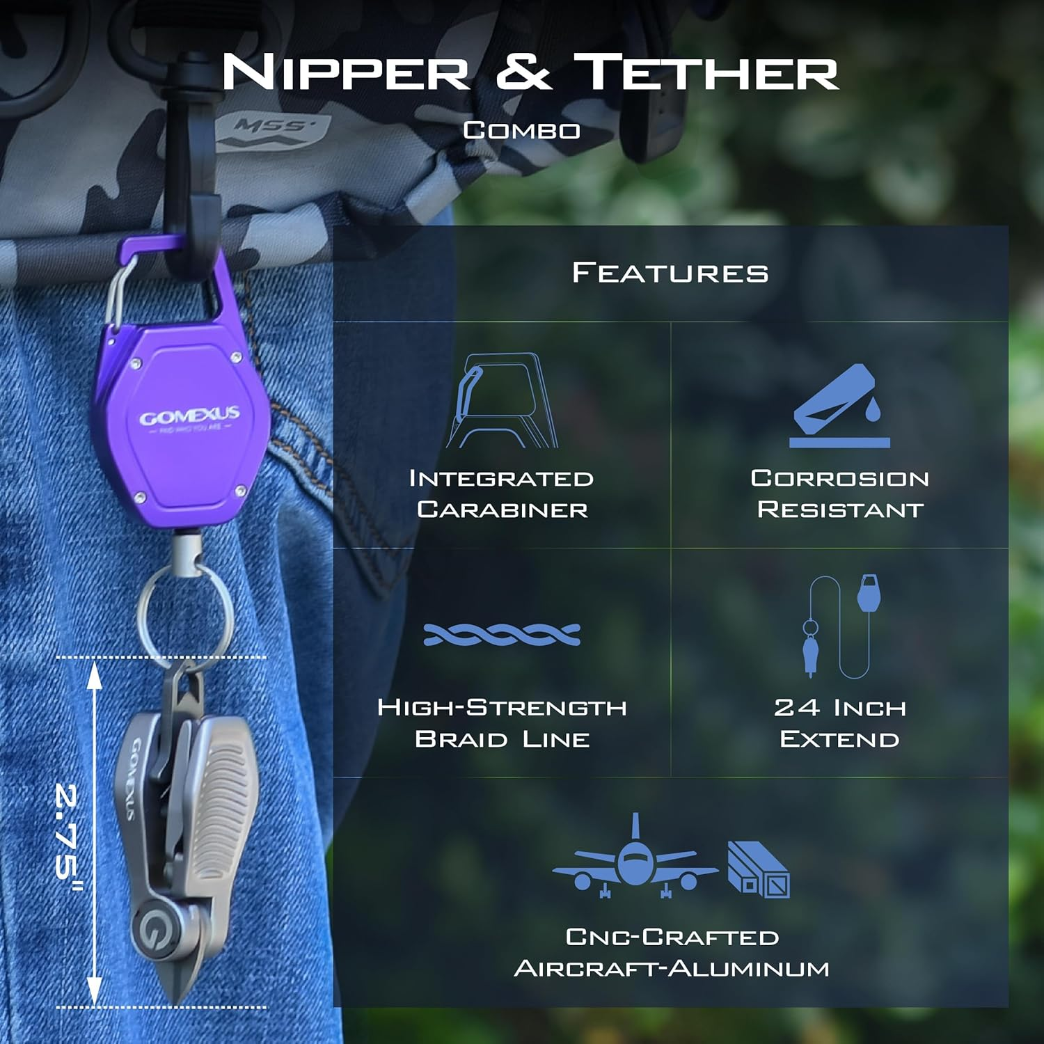 GOMEXUS Fishing Scissors, Sharkbite Fishing Line Cutter with Retractors Fly Fishing Nippers, Fishing Accessories image number 4