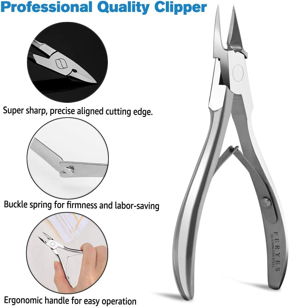 FERYES Toenail Clippers Straight Blade for Thick Toenails, Nail Clippers for Thick and Ingrown Nails - High Temperature Forging Stainless Steel Toe Nail Tools image number 2