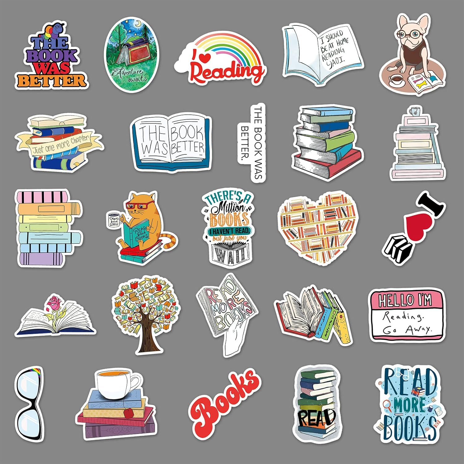 Reading Stickers 50Pcs Funny Inspirational Book Stickers for Water Bottle Laptop Scrapbooking Journal Luggage Skateboard Computer,Vinyl Waterproof Reading Lovers Decals for Teens Kids Students image number 4