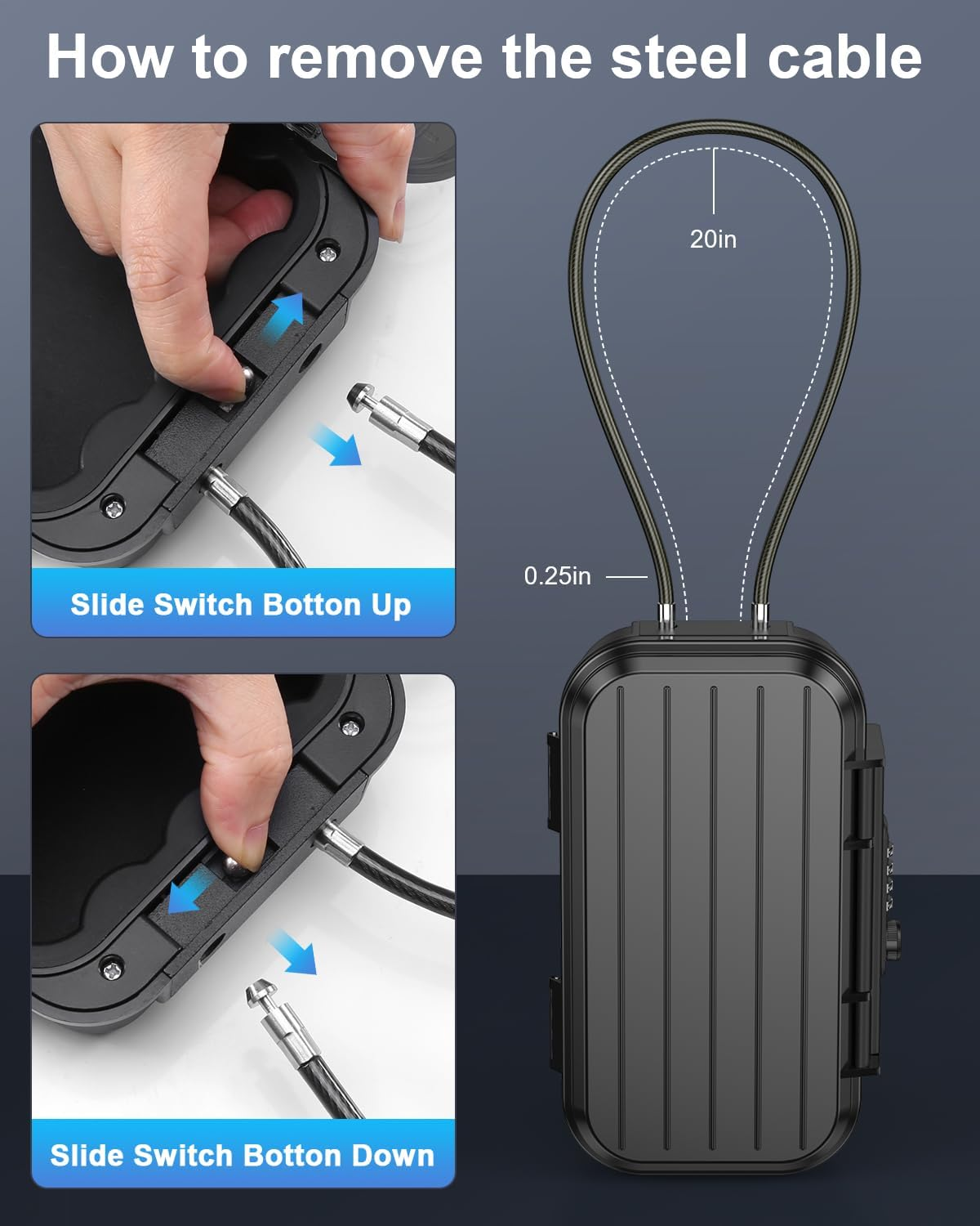 AMIR Portable Lock Box, 4-Digit Combination Lock Box for Travel, Anti-Theft Small Safe Box with Removable Chain, Personal Cash Box for Gym, Hotel, Dorm, Travel image number 3