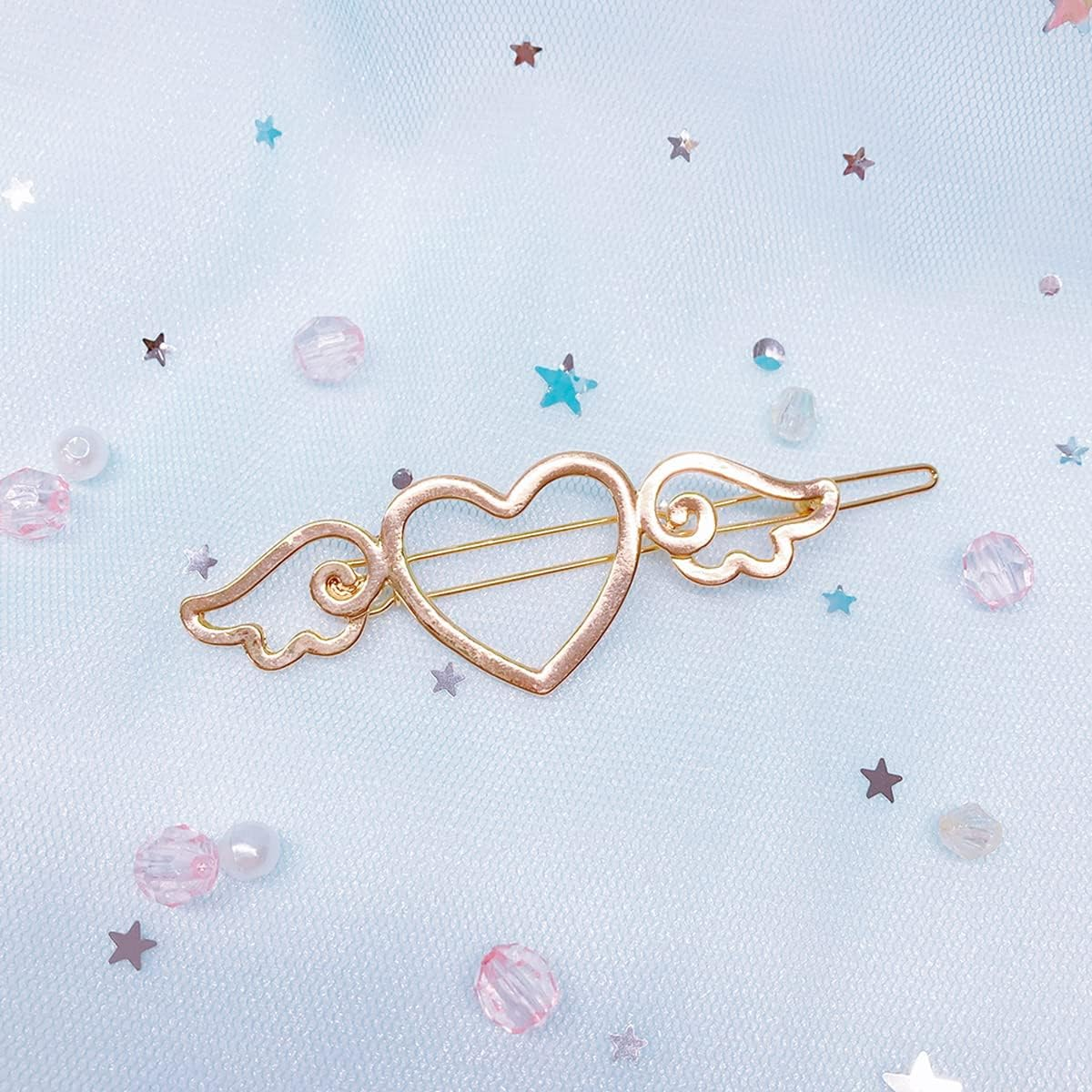 Minacute Q5828 Heart Feather Hairpin, Gold