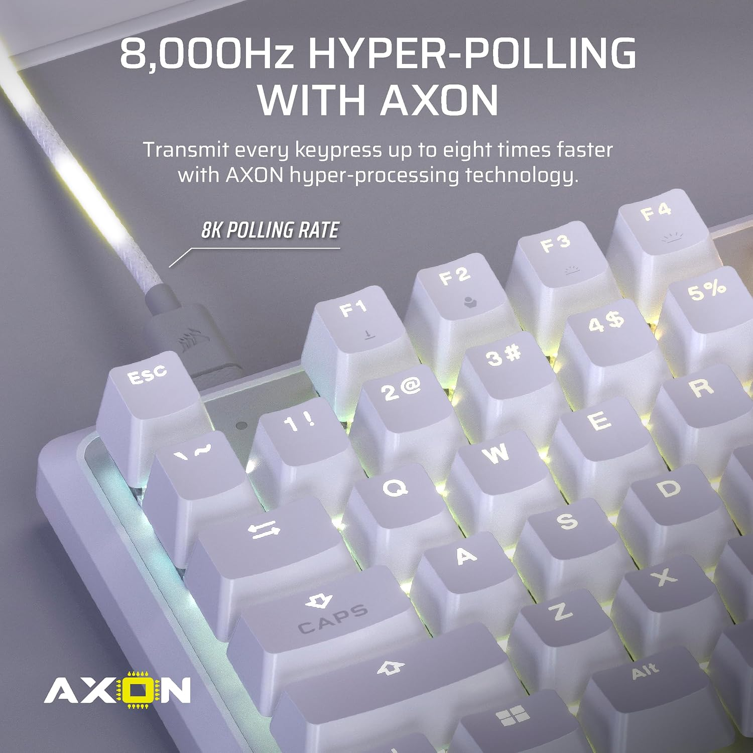 CORSAIR K70 PRO TKL RGB Tenkeyless Mechanical Wired Gaming Keyboard &ndash; Pre-Lubed Hall Effect MGX Hyperdrive Adjustable Switches, Simultaneous SOCD and Rapid Trigger, ABS Double-Shot, QWERTY NA &ndash; White image number 6