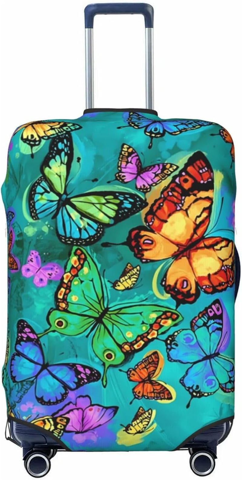 FINOWIN Travel Luggage Cover Suitcase Protector, Colorful Rainbow Paint Splatter Washable Elastic Suitcase Cover for Wheeled Suitcase, Rainbow Butterfly, XL (For 29-32 Inch Luggage) image number 6