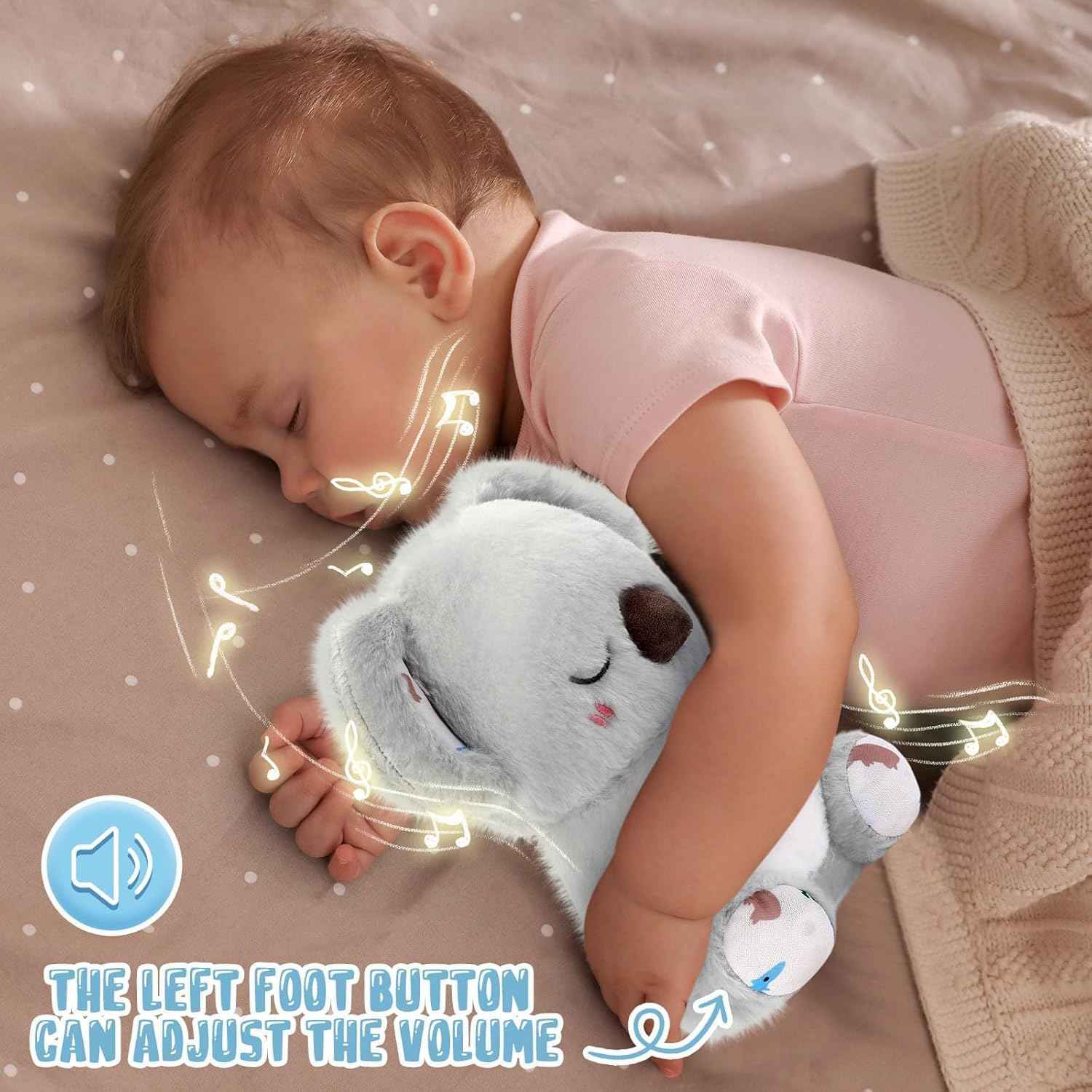 Baby Toy Soothe'N Snuggle Koala Bear Portable Plush Sound Machine with Music Lights & Breathing Motion for Newborns 0+ Months Baby Adult and Relaxation, Anxiety Relief image number 1