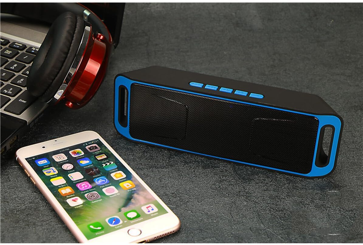 MUELODSIC Mini Portable Wireless 40 Speaker with Subwoofer USB Radio Stereo MP3 Player Compact Outdoor Speaker Blue DC50V Powered image number 5