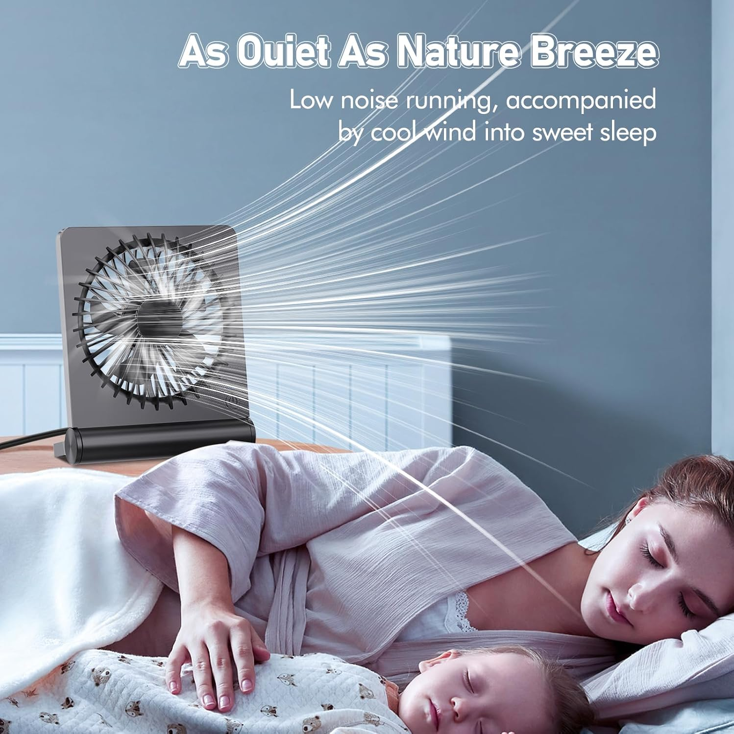 JOSTRY Desk Fan USB Powered with 3 Speeds Adjustable Strong Wind, Ultra Quiet Mini Personal Fan USB-C Corded Powered,220&deg; Tilt Folding Plug in USB Fan - White image number 7