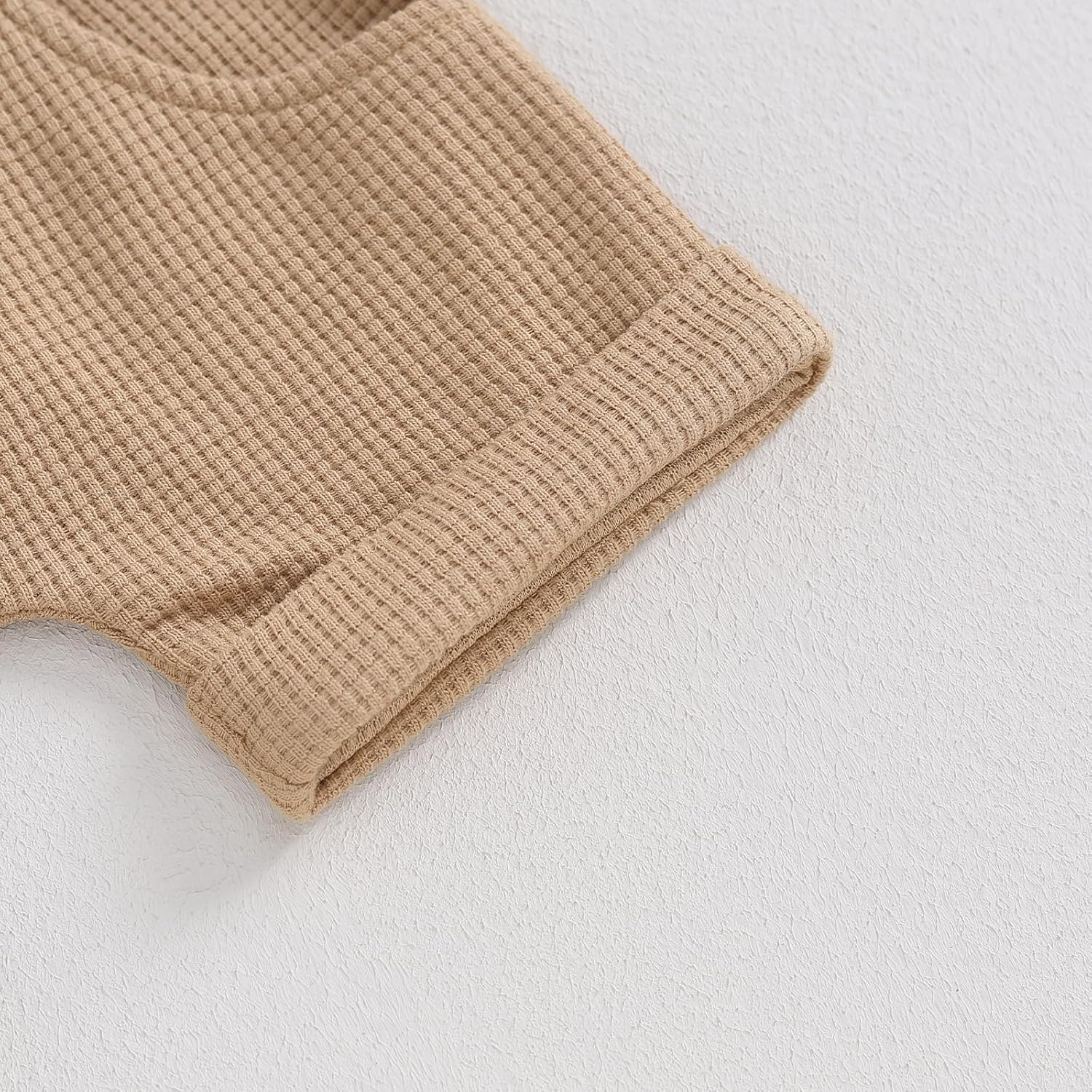 Kuriozud Newborn Baby Boy Summer Clothes Button Short Sleeve Romper Bodysuit Shorts Set Infant Soft Waffle Outfit image number 6