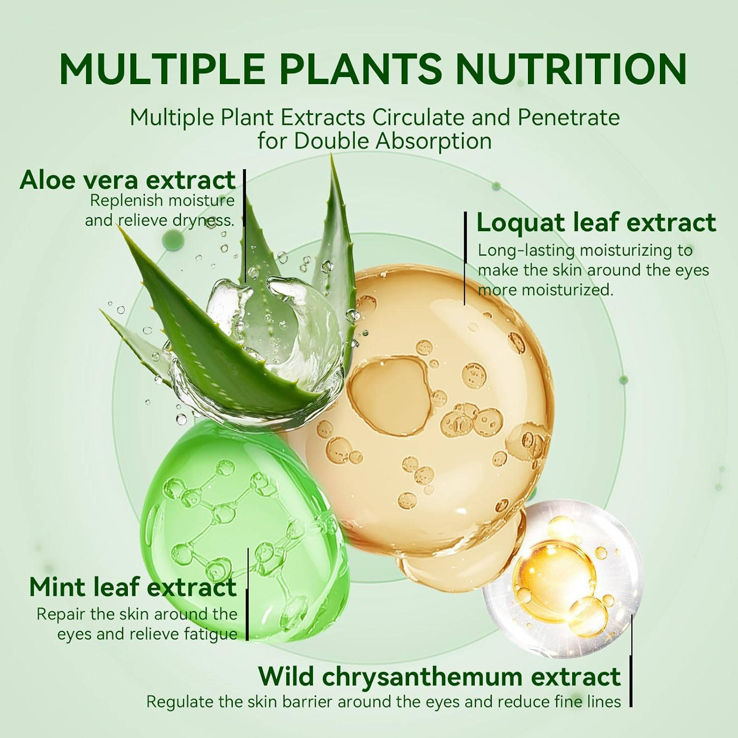 BREYLEE Aloe Vera Eye Mask&ndash;60 Pcs-Puffy Eyes and Dark Circles Treatments &ndash; Look Younger and Reduce Wrinkles and Fine Lines Undereye, Improve and Firm Eye Skin - Pure Natural Material Extraction Green image number 2