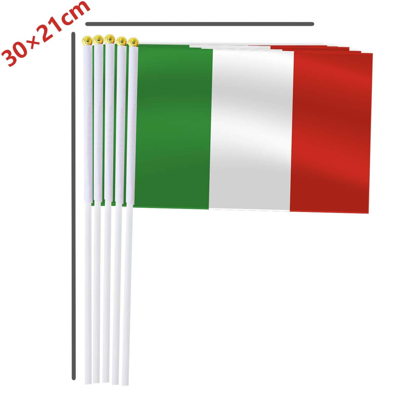Italy Handheld Small Flag Set,10 PCS 5&times;8 Inch Mini Italian Hand Held Banner,Tiny Digital Printed Polyester Banner image number 3