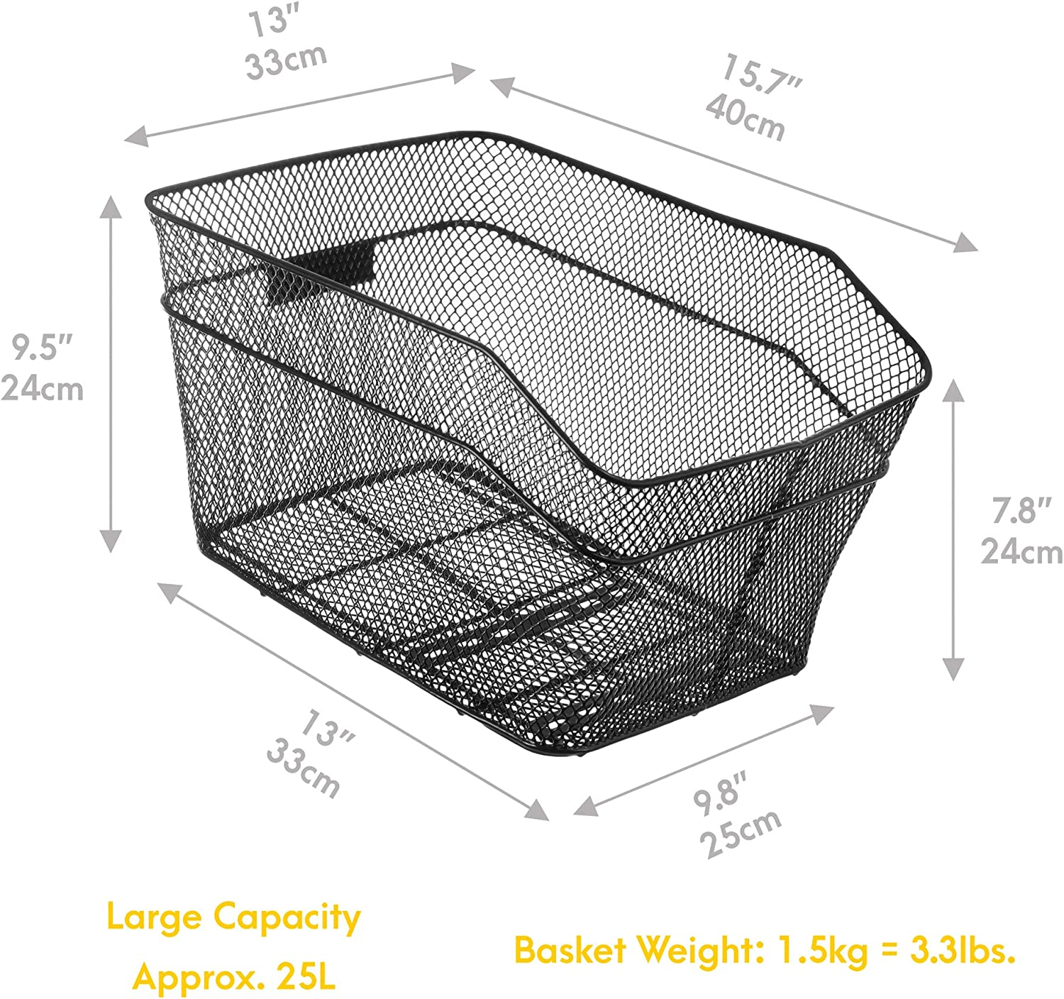 Cyclingdeal Bike Bicycle Rear Mesh Basket Made of Quality Metal Wire with Rust Prevention Coating, Compatible with Most Rear Pannier Racks image number 2