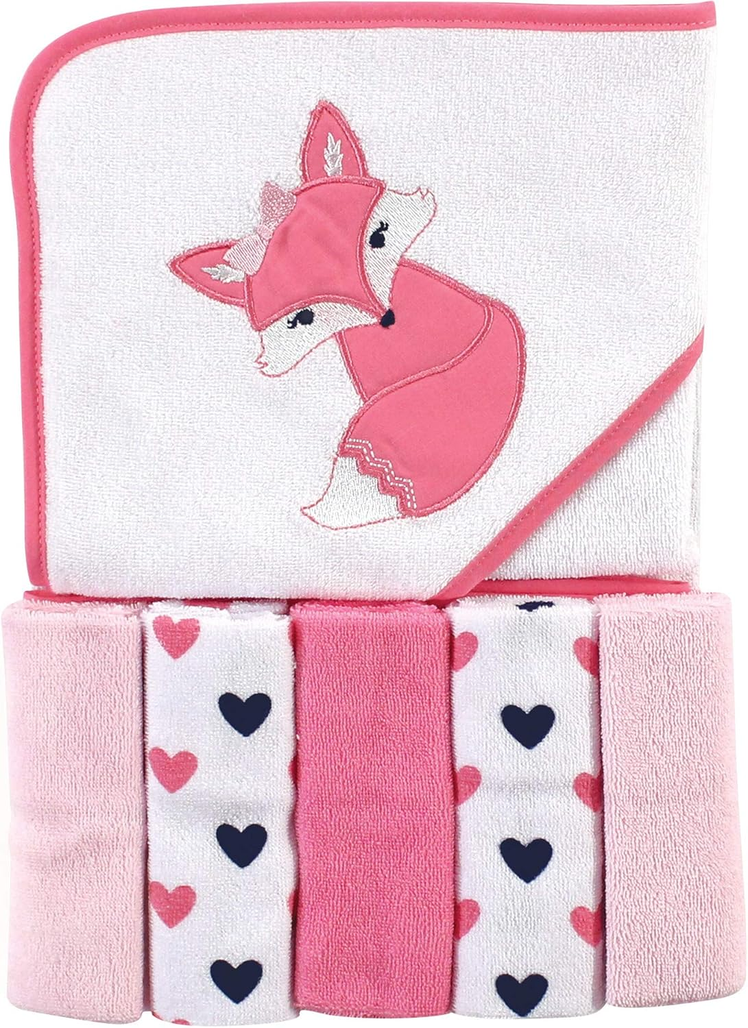 Luvable Friends Unisex Baby Hooded Towel with Five Washcloths, Deer, One Size image number 3