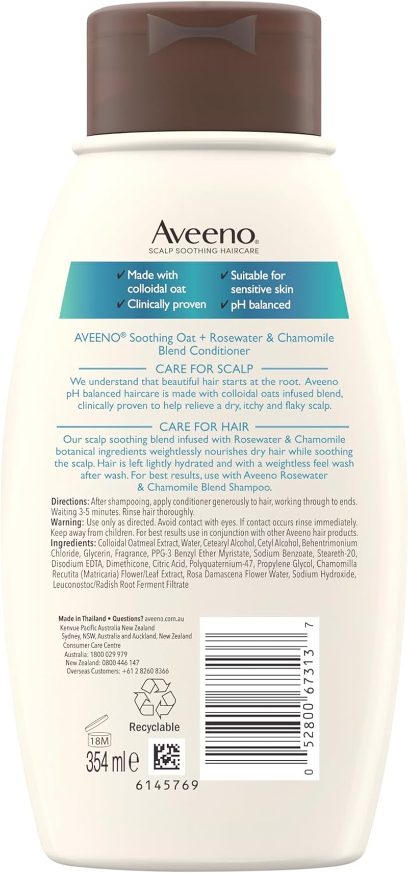 Aveeno Rose Water & Chamomile Conditioner for Dry Hair 354Ml (Packaging May Vary) image number 4