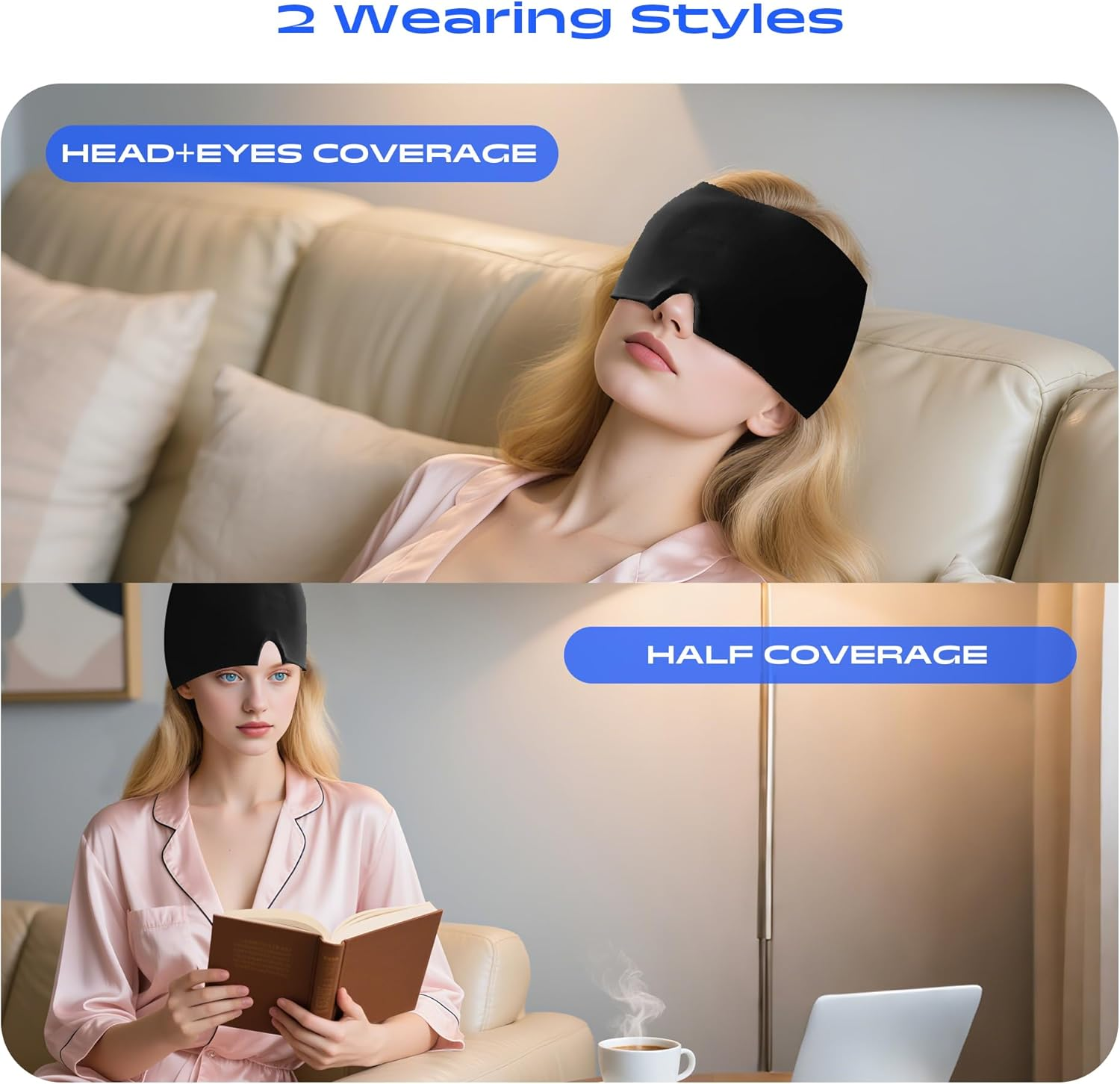 Migraine Relief Cap, Ice Cap for Migraines, Hot & Cold Therapy Hat, Cool Gel Head Wrap, Migraine Relief Products Device for Tension & Stress, Sinus, Puffy Eyes, Hangover and Stress Relief (Black) image number 2