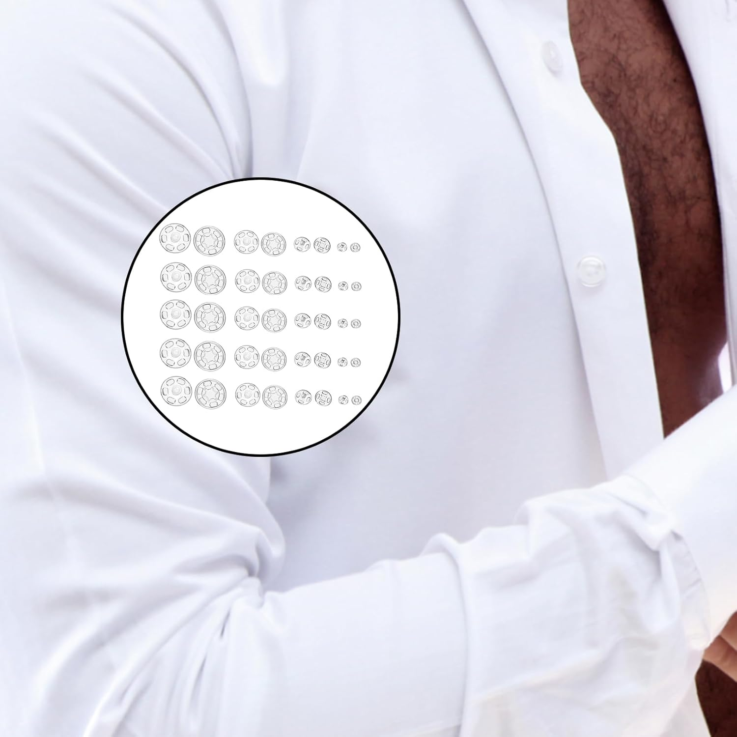 100 Sets Plastic Snap Fasteners Buttons Plastic Snaps Buttons Sew-On Snap Buttons Press Studs Snap Fasteners Transparent Buttons for Purse Handbag Clotheing Craft Supplies (7 Mm,12 Mm,15 Mm,21 Mm) image number 4