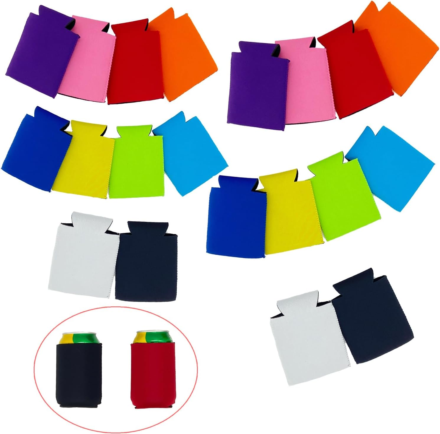 Yharnamite 20 Pcs Blank Beer Can Cooler Sleeves, Beer Can Coolers Sleeves, Soft Insulated Beer Can Cooler Sleeves for Soda, Beer & Water Bottles (Black)