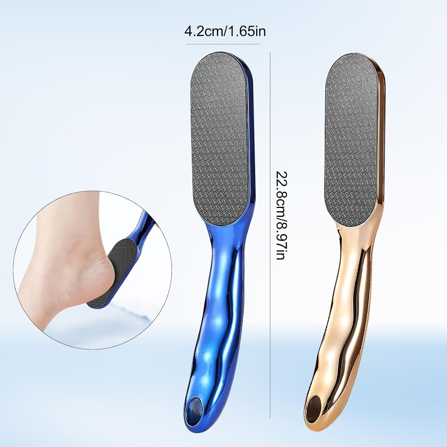 Veins Grain Foot File, 1Pc Veinsgrain Foot File, Dead Skin Remover Heel Scraper, Veins Grain Feet Callus Remover and Scrubber Heel Scraper for Wet and Dry Feet, Blue image number 1