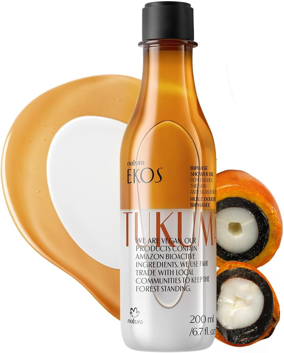 Natura - Ekos Tukum&atilde; Biphase Shower Oil - Replenishing In-Shower or Bath Body Oil - Anti-Signs - Scented - Bath Oil - Skin Moisturizer - Vegan Skin Care - Brazilian Beauty Secrets - 6.7 Fl Oz (200Ml) image number 5