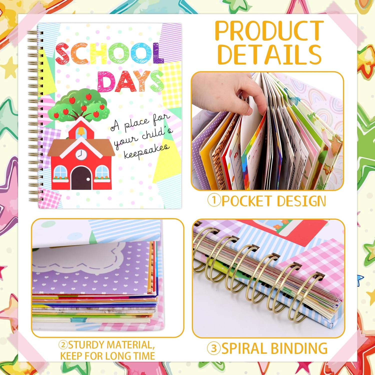 School Memory Book Hardcover Album Scrapbook Keepsake from Preschool through 12Th Grade with 14 Pockets School Photo Pictures Storage Graduation Gifts image number 3