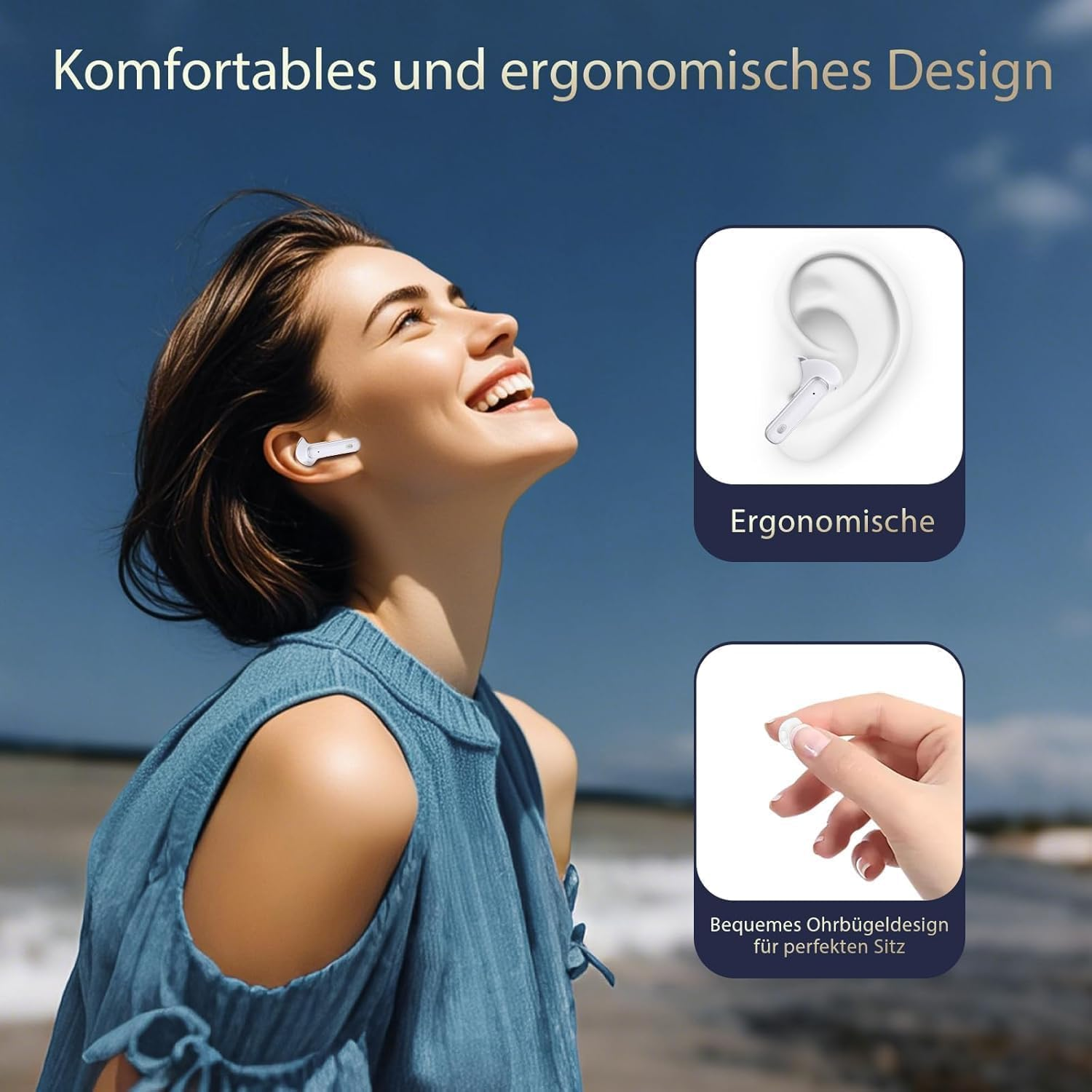 EUQQ Headphones Wireless Bluetooth 5.4 ANC+ENC Noise Cancelling In-Ear Headphones 360&deg; Hifi Stereo 1 Hour Quick Charge 36 Hours Playtime Earphones with LED Charging Box S/M/L Ear Caps Type C Charging image number 1