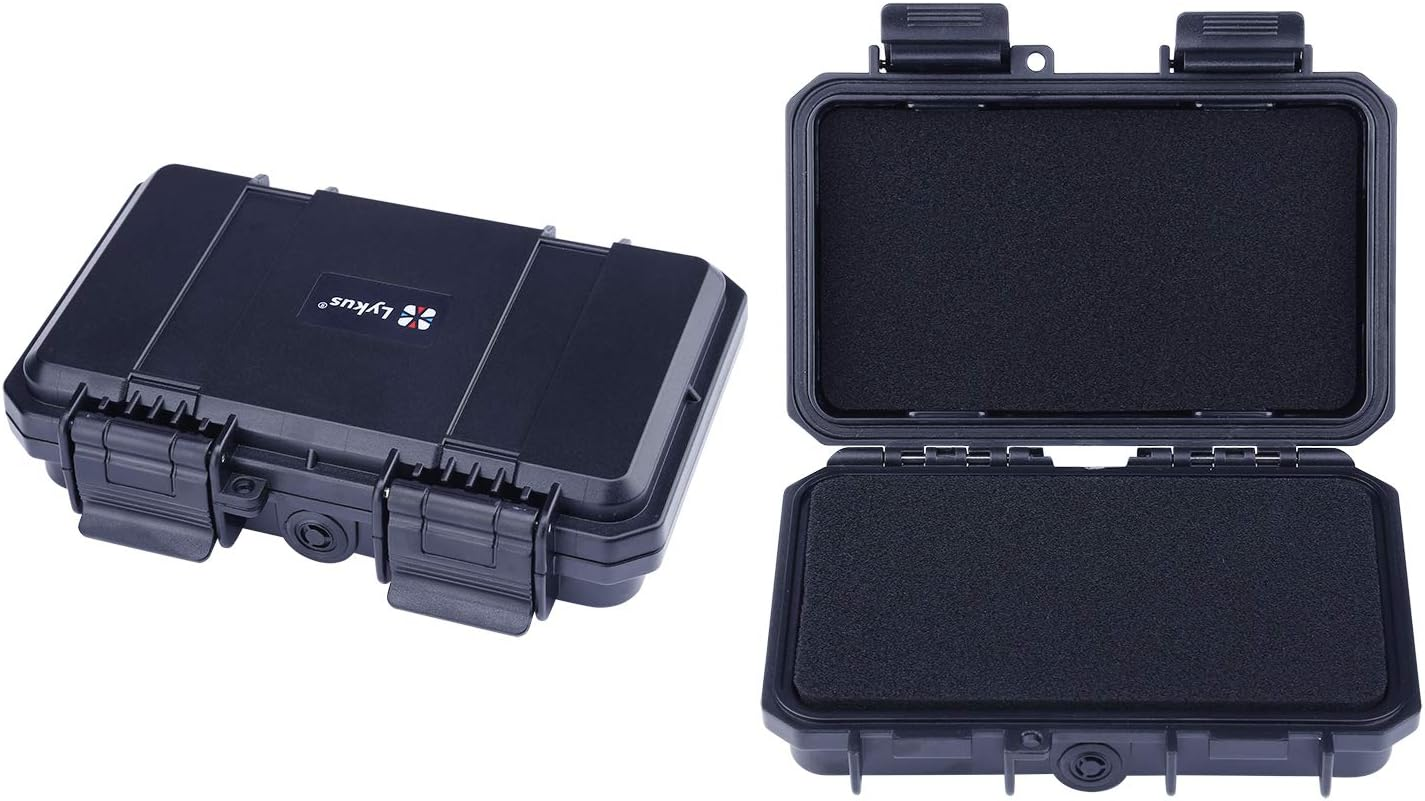 Lykus HC-1410 Mini Hard Case Dry Box with Foam Insert, Interior Size 14X9X3.8 Cm, IP66 Splash-Proof