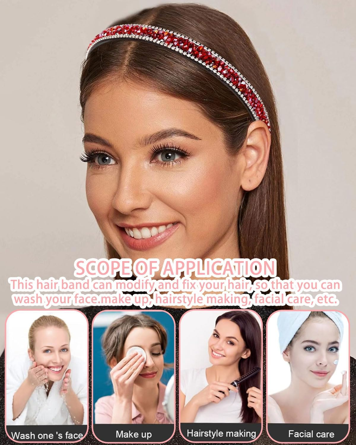 IPNSDON 1 Hair Band Hair Band for Girls Non-Slip Hair Band Crystal Hair Band Non-Slip Hairband for Women Glitter Hair Band for Girls Party and Daily Decoration