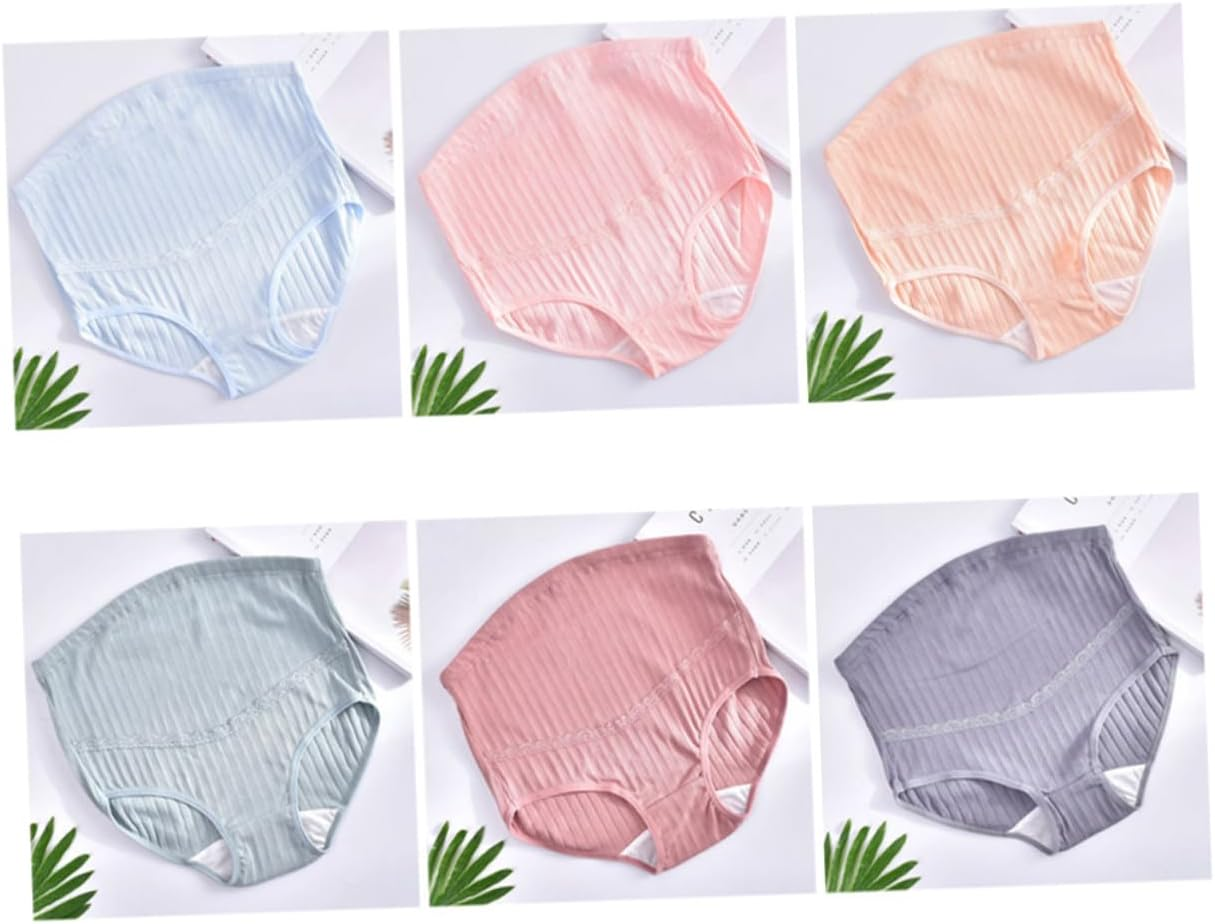 3Pcs Maternity High Waist Cotton Panties Adjustable Stomach Lift Splice Design Comfortable Breathable Underwear for Pregnant Women Pale Skin Blackish Green image number 1