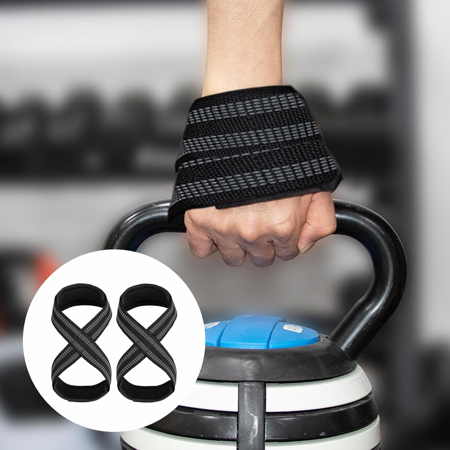 Figure 8 Lifting Straps for Deadlift & Weightlifting, Prevent Grip Slip Gym Wrist Belt with Cotton Ribbon Sponge Pad for Men and Women, Extra Grip Fits Shrugs Weight Lifting Cross Training image number 3