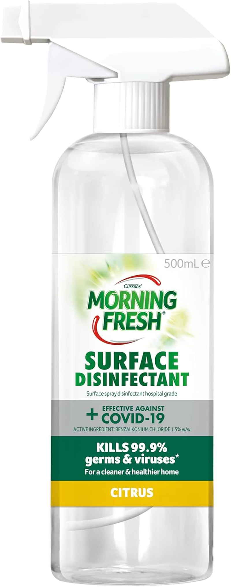 Morning Fresh Surface Disinfectant Citrus Effective against COVID-19 Kills 99.9% Germs and Viruses 500 Milliliters image number 1
